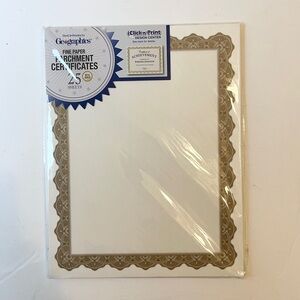 Geographics 25 Certificate Paper 8.5x11 Optima Gold With Gold Seals New Package